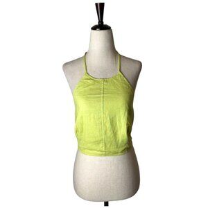 House of Harlow 1960 Top Women Small Yellow Linen Halter Neck Cropped‎ Top Retro